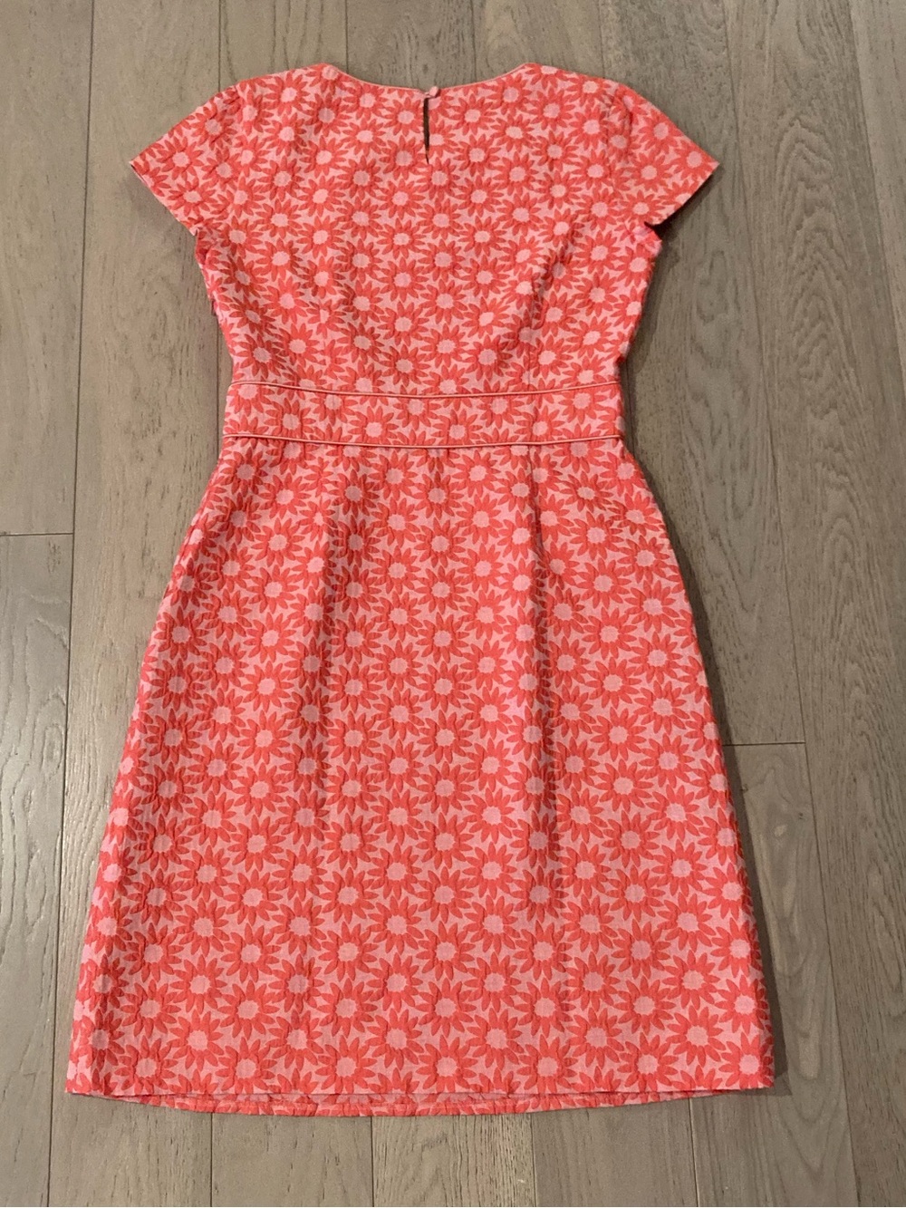 Boden Coral Pink Daisy Jacquard Shift Dress 6 - Picture 4 of 10